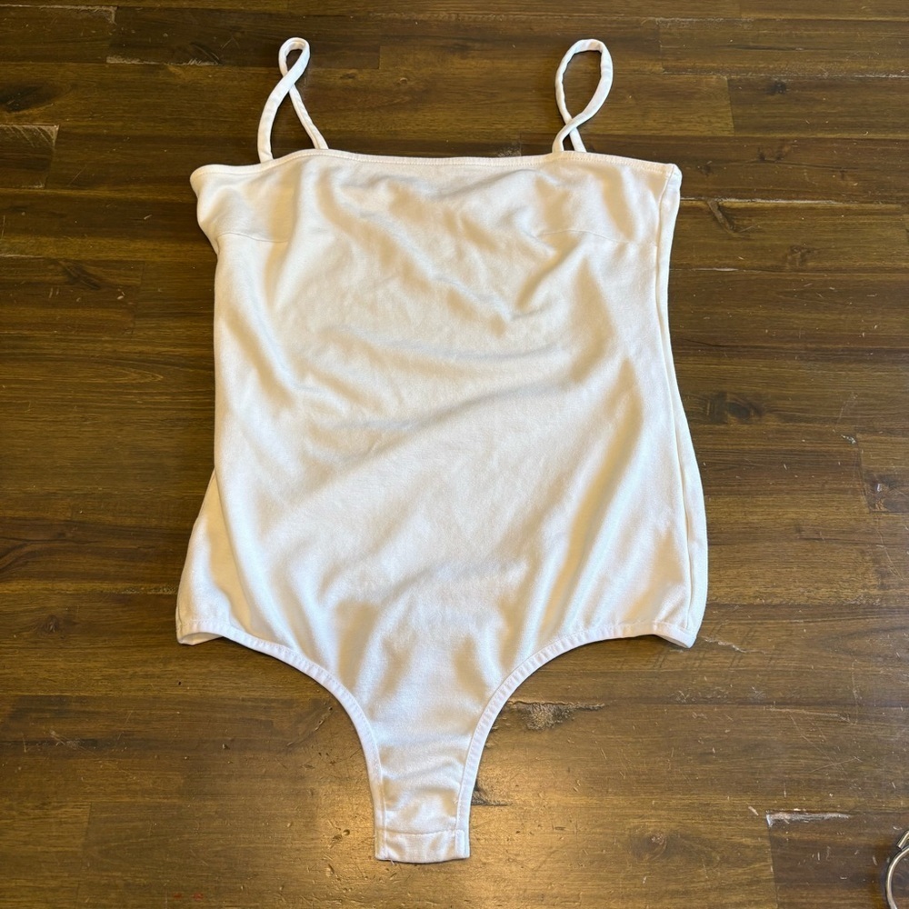 Intimately Free People White Tank Top bodysuit Thong Stretch Cotton M